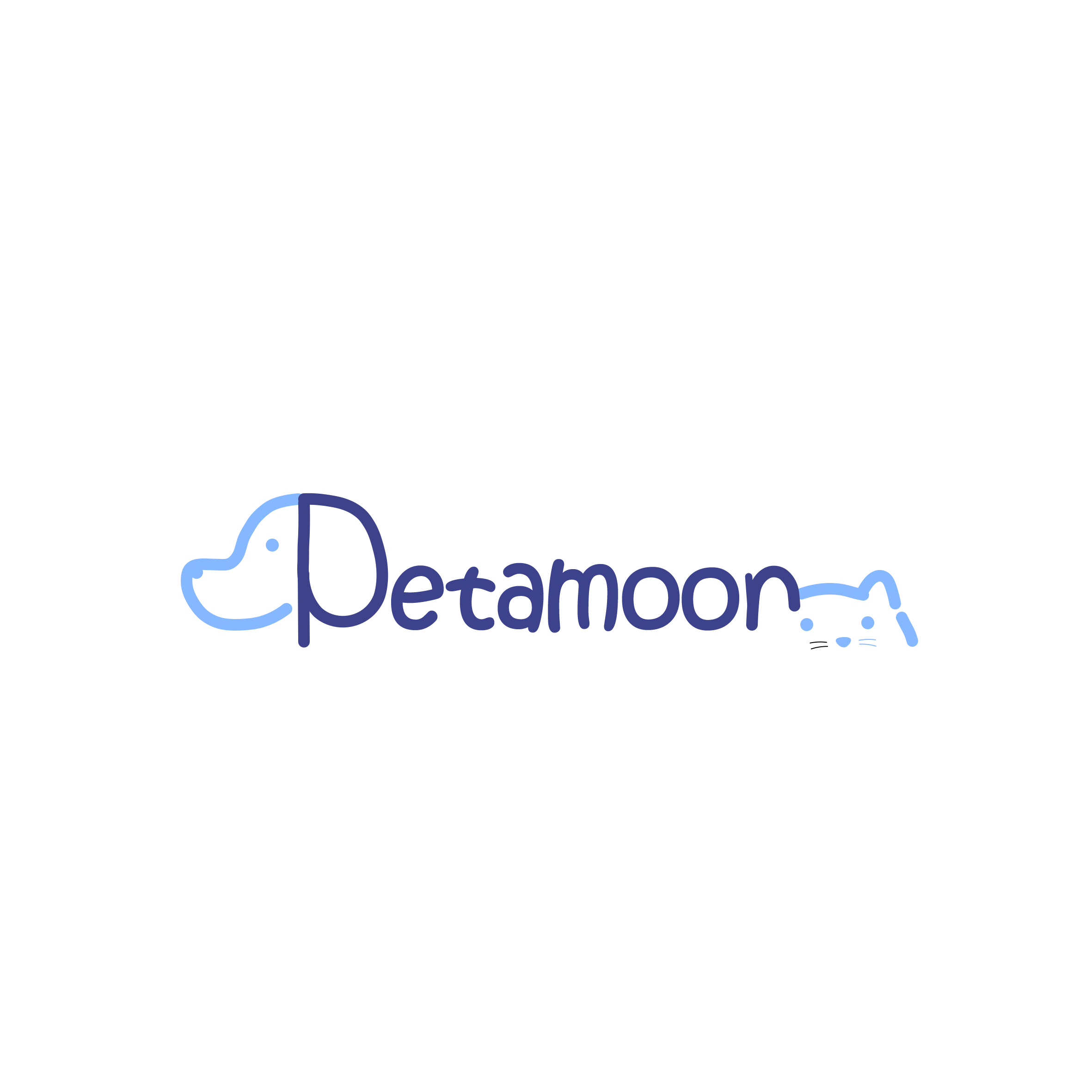 petamoon petshop logo in blue color